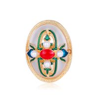 Baroque Style Geometric Alloy Inlay Artificial Pearl Brooches main image 1