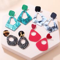 Fashion Geometric Heart Shape Arylic Slice Splicing Earrings main image 2