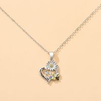 Simple Style Animal Sunflower Heart Shape Alloy Inlay Rhinestone Pendant Necklace 1 Piece sku image 1