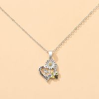 Simple Style Animal Sunflower Heart Shape Alloy Inlay Rhinestone Pendant Necklace 1 Piece main image 3