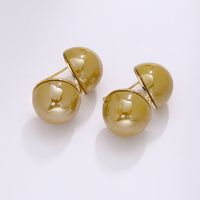 Novelty Semicircle Alloy Inlay Beads Ear Studs 1 Pair main image 3