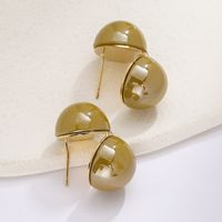 Novelty Semicircle Alloy Inlay Beads Ear Studs 1 Pair main image 2