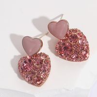 Simple Style Heart Shape Alloy Inlay Rhinestone Drop Earrings main image 6