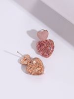 Simple Style Heart Shape Alloy Inlay Rhinestone Drop Earrings main image 1
