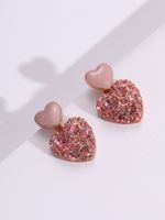 Simple Style Heart Shape Alloy Inlay Rhinestone Drop Earrings main image 2