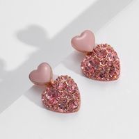 Simple Style Heart Shape Alloy Inlay Rhinestone Drop Earrings main image 8