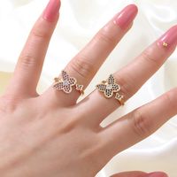 Fashion Butterfly Copper Open Ring Inlaid Zircon Zircon Copper Rings main image 1