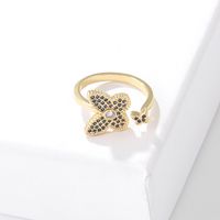 Fashion Butterfly Copper Open Ring Inlaid Zircon Zircon Copper Rings main image 3