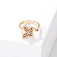 Fashion Butterfly Copper Open Ring Inlaid Zircon Zircon Copper Rings main image 4