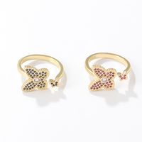 Fashion Butterfly Copper Open Ring Inlaid Zircon Zircon Copper Rings main image 5