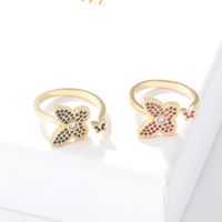 Fashion Butterfly Copper Open Ring Inlaid Zircon Zircon Copper Rings main image 2