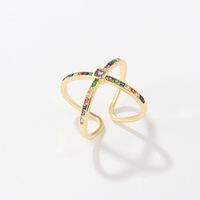 Fashion Geometric Flower Copper Rings Plating Inlaid Zircon Zircon Copper Rings sku image 5