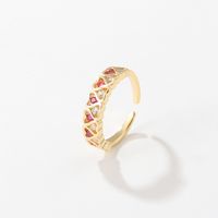 Fashion Heart Shape Copper Open Ring Plating Inlaid Zircon Zircon Copper Rings main image 4