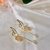 Fashion Flower Alloy Tassel Pearl Drop Earrings sku image 1