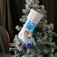 Hong Kong Love New Style With Light Christmas Stockings Blue Old Snowman Glowing Candy Bag Christmas Shu Decorative Gift Socks sku image 5