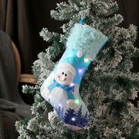 Hong Kong Love New Style With Light Christmas Stockings Blue Old Snowman Glowing Candy Bag Christmas Shu Decorative Gift Socks sku image 6