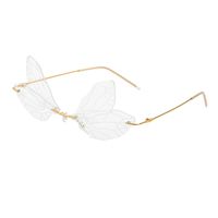 New Dragonfly Sunglasses Women's Fashion Wings Sunglasses Trendy Double Lens Party Ball Sunglasses sku image 4