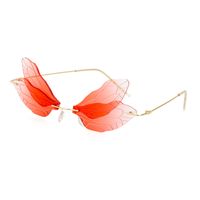 New Dragonfly Sunglasses Women's Fashion Wings Sunglasses Trendy Double Lens Party Ball Sunglasses sku image 7