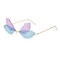 New Dragonfly Sunglasses Women's Fashion Wings Sunglasses Trendy Double Lens Party Ball Sunglasses sku image 10