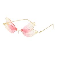 New Dragonfly Sunglasses Women's Fashion Wings Sunglasses Trendy Double Lens Party Ball Sunglasses sku image 1