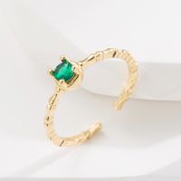 Fashion Geometric Copper Open Ring Inlay Artificial Gemstones Copper Rings sku image 2