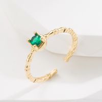 Fashion Geometric Copper Open Ring Inlay Artificial Gemstones Copper Rings main image 4