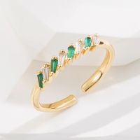 Fashion Geometric Copper Open Ring Inlay Artificial Gemstones Copper Rings sku image 1