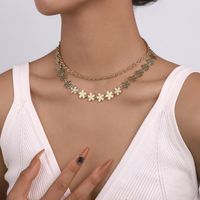 Fashion Geometric Alloy Metal Layered Necklaces 2 Piece Set main image 4