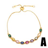 Fashion Oval Flower Copper Bracelets Inlay Zircon Copper Bracelets sku image 4