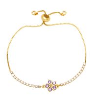 Fashion Oval Flower Copper Bracelets Inlay Zircon Copper Bracelets sku image 1