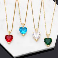 Fashion Heart Shape Copper Necklace Inlay Zircon Copper Necklaces main image 1