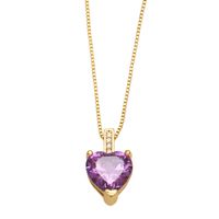 Fashion Heart Shape Copper Necklace Inlay Zircon Copper Necklaces sku image 1
