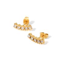 Fashion Geometric Plating Stainless Steel Zircon Gold Plated Ear Studs main image 4