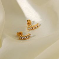 Fashion Geometric Plating Stainless Steel Zircon Gold Plated Ear Studs main image 2