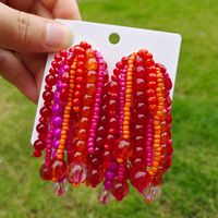 Bohemian Tassel Beaded Resin Tassel Earrings main image 3