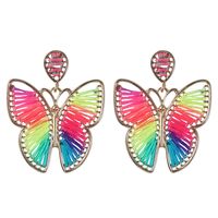 Bohemian Butterfly Cloth Metal Splicing Earrings sku image 1