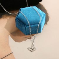 Simple Style Butterfly Alloy Inlay Pendant Necklace 1 Piece main image 2