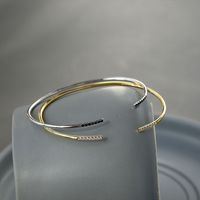 Simple Style Geometric Copper Bangle Plating Artificial Rhinestones Copper Bracelets main image 2