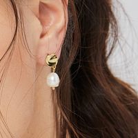 Mode Irrégulier Le Cuivre Des Boucles D'oreilles Placage Perles Artificielles Boucles D'oreilles En Cuivre main image 1