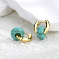 Rétro Géométrique Le Cuivre Des Boucles D'oreilles Placage Turquoise Boucles D'oreilles En Cuivre main image 5