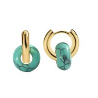 Rétro Géométrique Le Cuivre Des Boucles D'oreilles Placage Turquoise Boucles D'oreilles En Cuivre main image 4