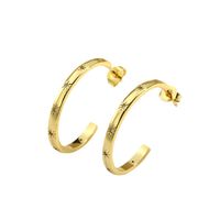 Fashion Round Brass Hoop Earrings Artificial Rhinestones Copper Earrings main image 3