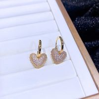 Simple Style Heart Shape Copper Drop Earrings Inlay Zircon Copper Earrings main image 1