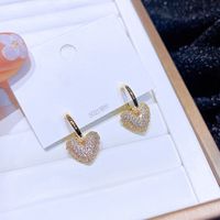 Simple Style Heart Shape Copper Drop Earrings Inlay Zircon Copper Earrings main image 4
