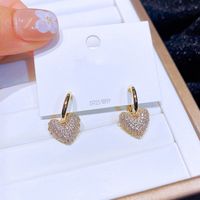 Simple Style Heart Shape Copper Drop Earrings Inlay Zircon Copper Earrings sku image 1
