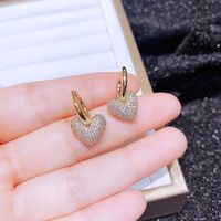 Simple Style Heart Shape Copper Drop Earrings Inlay Zircon Copper Earrings main image 2
