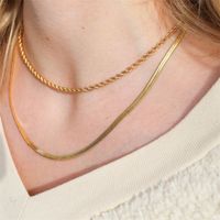 Stainless Steel 14K Gold Plated Simple Style Layered Plating U Shape Necklace main image 5