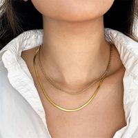 Stainless Steel 14K Gold Plated Simple Style Layered Plating U Shape Necklace main image 1