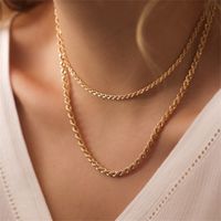 Stainless Steel 14K Gold Plated Fashion Plating U Shape Necklace main image 6
