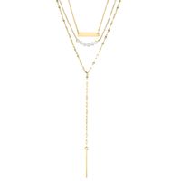 Stainless Steel 14K Gold Plated Fashion Plating Geometric Tassel Necklace main image 2